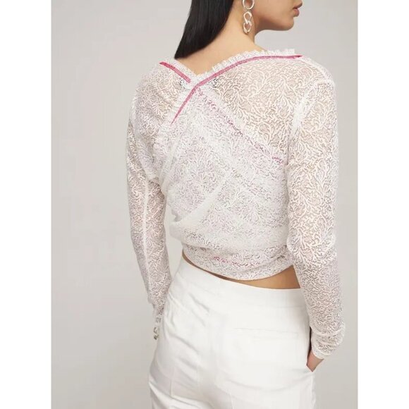 Y/PROJECT WHITE TWISTED LACE L/S TOP, MEDIUM - Picture 6 of 12